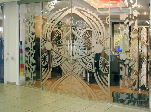 матовый рисунок на стекле